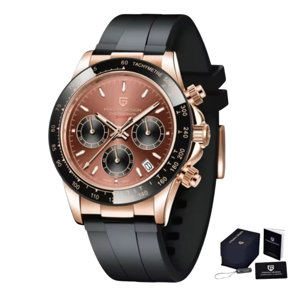 Relógio  de Pulso Masculino Quartzo  Em Aço Inoxidável pulseira de Silicone À Prova de Água 10ATM PAGANI DESIGN